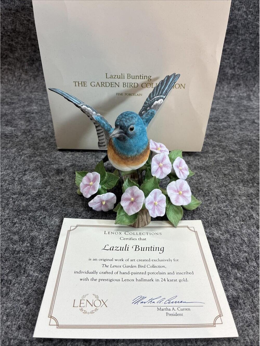 Lenox Lazuli Bunting Handcrafted Fine Porcelain Figurine Garden Bird COA Box